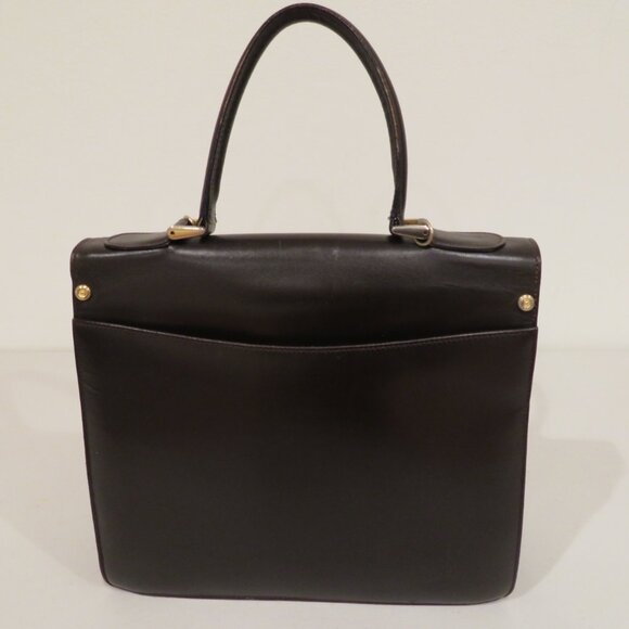 Vintage Handheld Satchel Wilkes Bashford Dark Brown Leather Purse Bag Top Handle - Picture 15 of 16